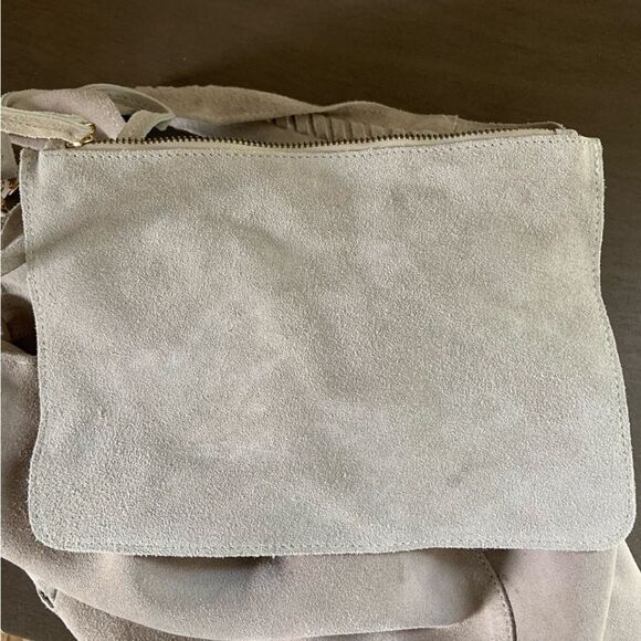 HAUTE HIPPIE Festival Hobo Suede Leather Bag Set Taupe - Picture 8 of 16